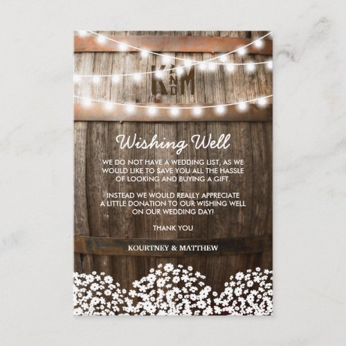 Wedding Wishing Well Rustic Country Babys Breath Enclosure Card