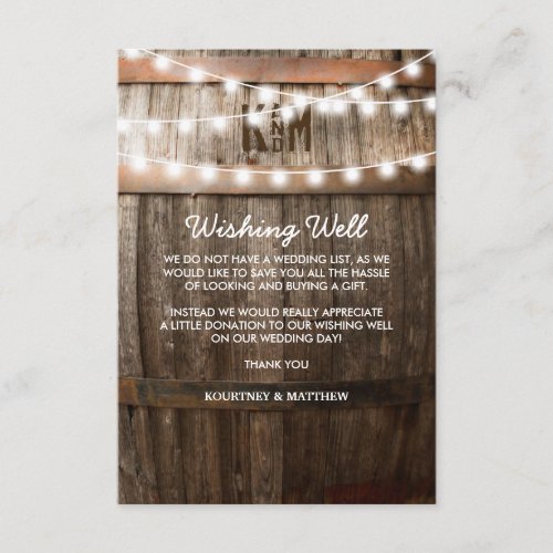Wedding Wishing Well Rustic Country Barrel Enclosure Card