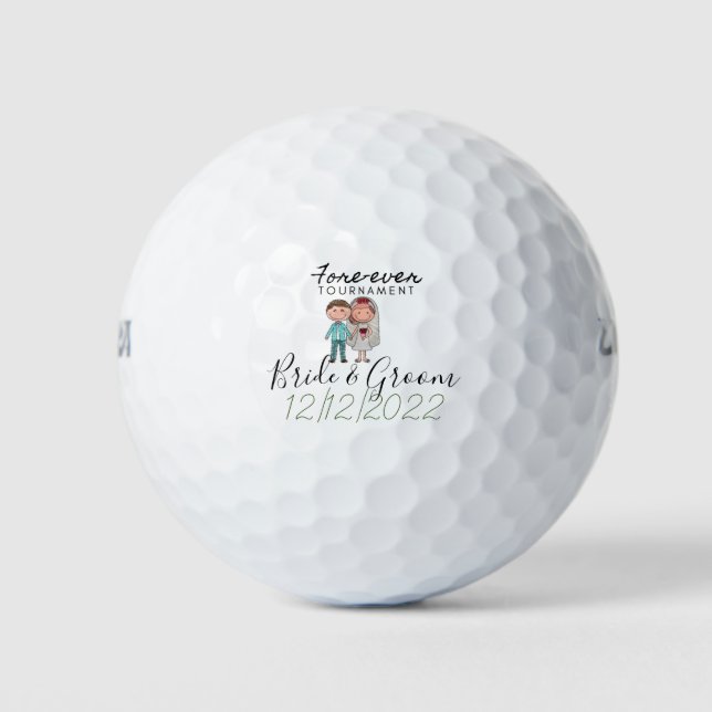 Wedding with Bride and Groom   Golf Balls (Front)