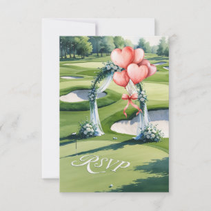 Wedding with golf ball on green   RSVP card