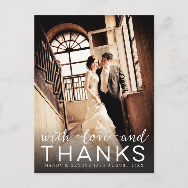 Wedding With Love & Thanks Photo Postcard (Front)