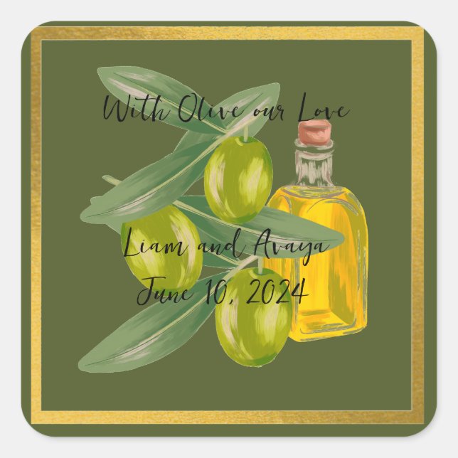 Wedding With Olive our Love Personalized Sticker (Front)