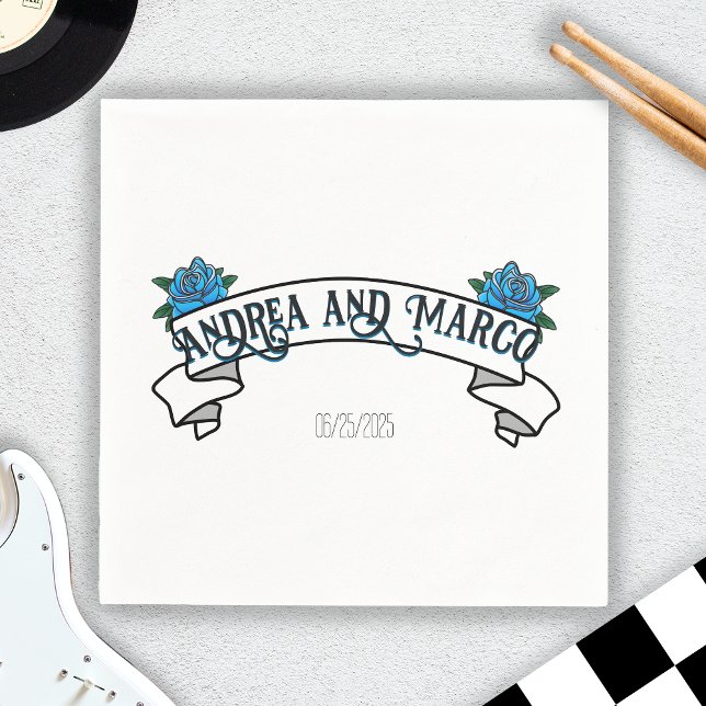 Wedding With Tattoos, Black and White Rose Tattoo  Napkins (Wedding With Tattoos, Black and White Rose Tattoo Napkins)