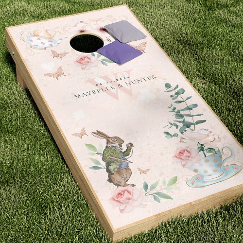 Wedding Wonderland Alice In Wonderland Decoupage Cornhole Set