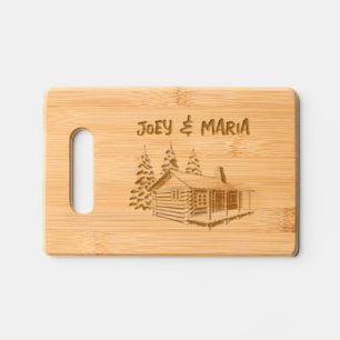 WEDDING WOOD CUTTING BOARD LOG CABIN