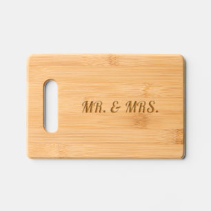 WEDDING WOOD CUTTING BOARD, MR. & MRS. ENGRAVED CUTTING BOARD