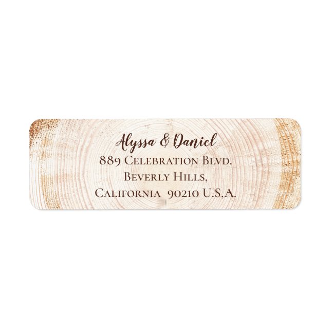 Wedding Wood grain tree bark ring Custom Script Label (Front)