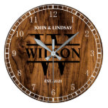 Wedding Wood Texture (Personalize) Large Clock Wedding Wood Texture (Personalize) Large Clock