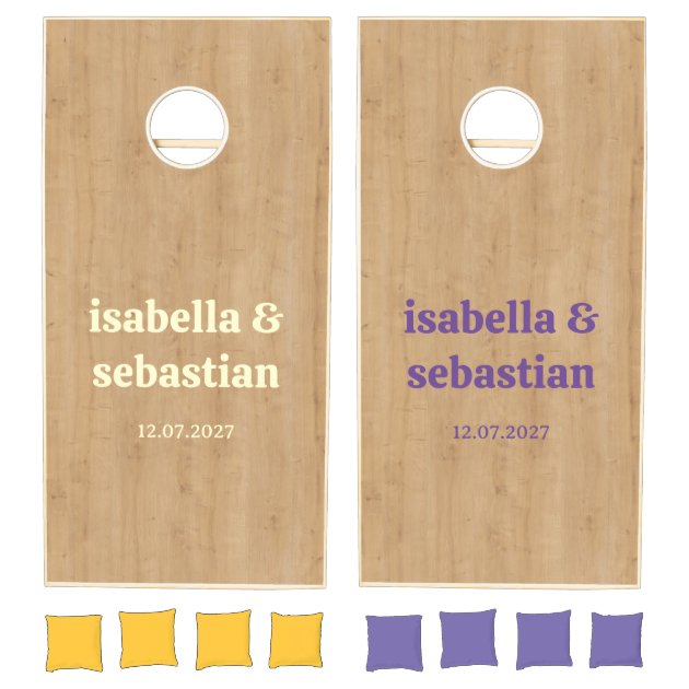 Wedding wooden rustic retro monogram cornhole set