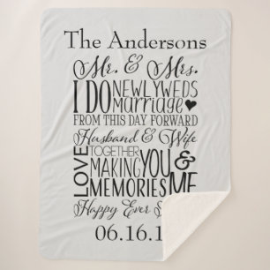 Wedding Word Art Collage Sherpa Blanket