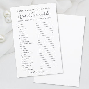 Wedding Word Scramble Bridal Shower Game