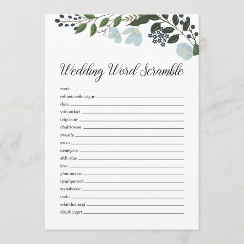 Wedding Word Scramble With Greenery Program