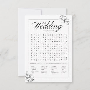 Wedding Word Search Bridal Shower Game Cards