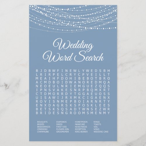 Wedding Word Search Dusty Blue Lights Shower Game