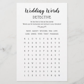 Wedding words Search Table Game Fun Calligraphy