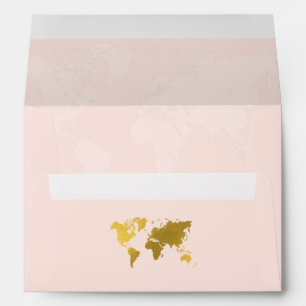 Wedding World Passport Pink Gold Invite Envelope