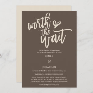 Wedding Worth the Wait Script Brown Cream Save The Date