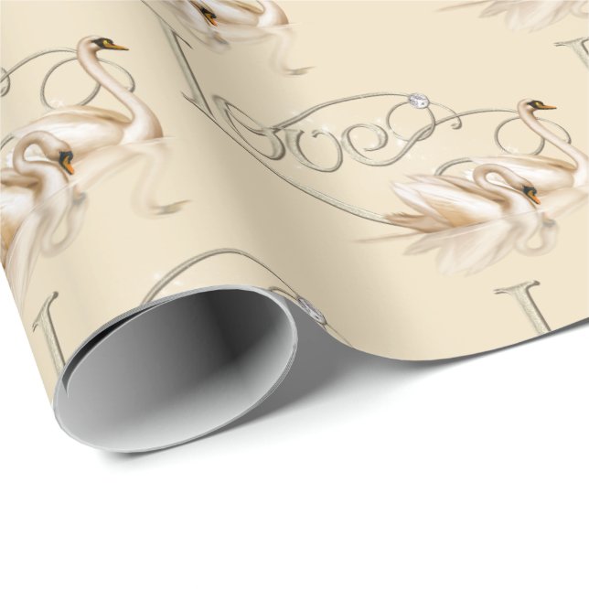 Wedding Wrapping Paper-Love Swans Paper (Roll Corner)