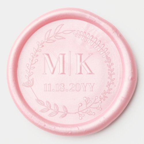 Wedding Wreath Initials date Wax Seal Sticker