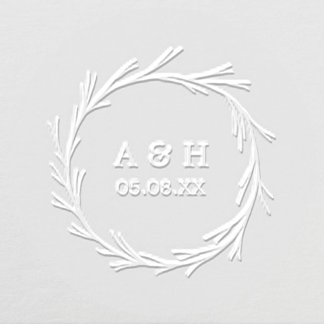Wedding Wreath Monogram Botanical Envelope Embosser (Design)