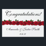 Wedding Yard Sign<br><div class="desc">Yard sign perfect for your wedding reception celebration, shown in white with a red roses accent strip. Customize this item and change the names and date to yours.</div>