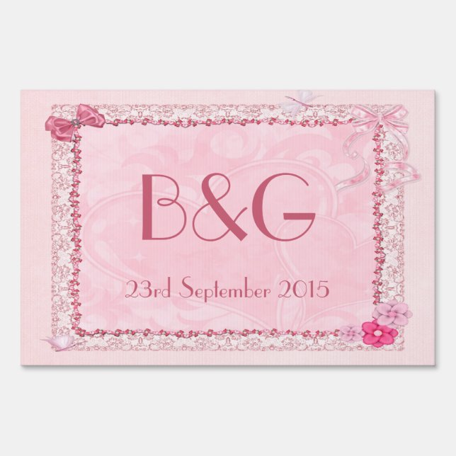 Wedding yard sign, hearts & butterflies yard sign (Front)