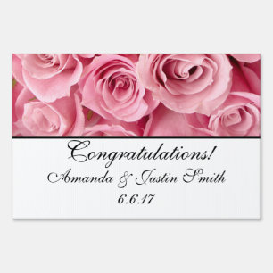 Wedding Yard Sign-Pink Roses Sign