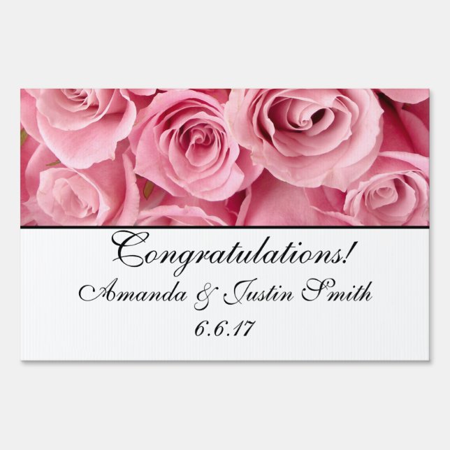 Wedding Yard Sign-Pink Roses Sign (Front)