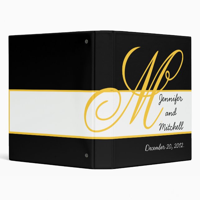 Wedding Yellow Monogram Planner Keepsake Binder (Background)