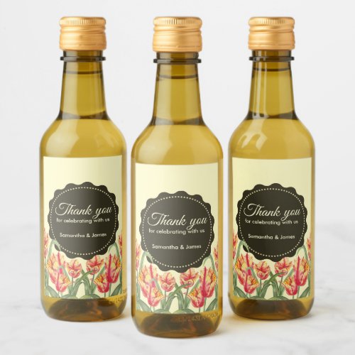 Wedding Yellow Parrot Tulips Flower Floral Design Wine Label