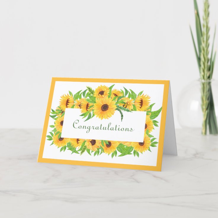 Wedding Yellow Sunflowers Congratulations Card | Zazzle