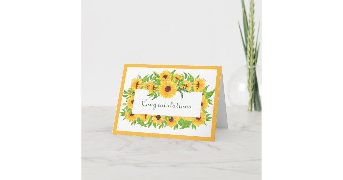 Wedding Yellow Sunflowers Congratulations Card | Zazzle