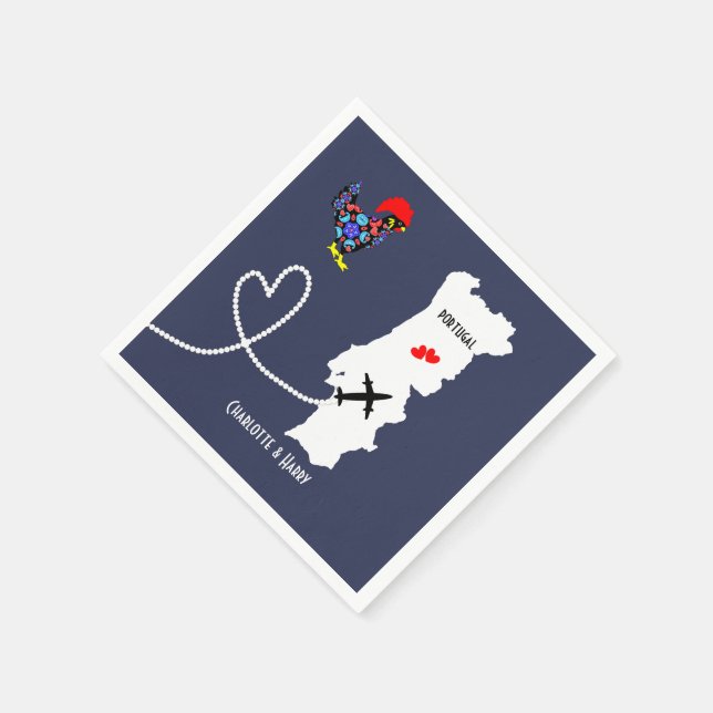 Weddings Abroad Portugal Personalized Paper Napkins (Corner)