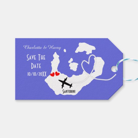 Weddings Abroad Santorini Save The Date Gift Tags