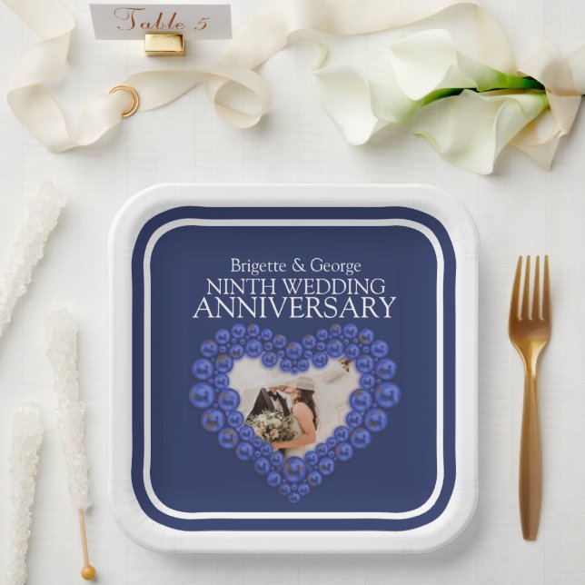 weddings Anniversary photo heart Paper Plates (Wedding)
