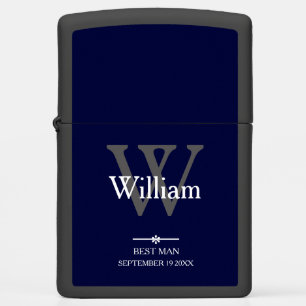 Weddings Best Man Gift Monogram + Name Classic Zippo Lighter