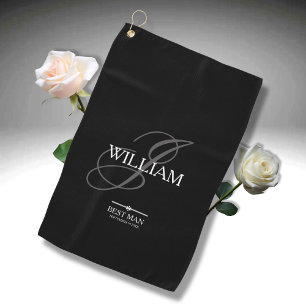 Weddings Best Man Gift Monogram & Name/Date Modern Golf Towel