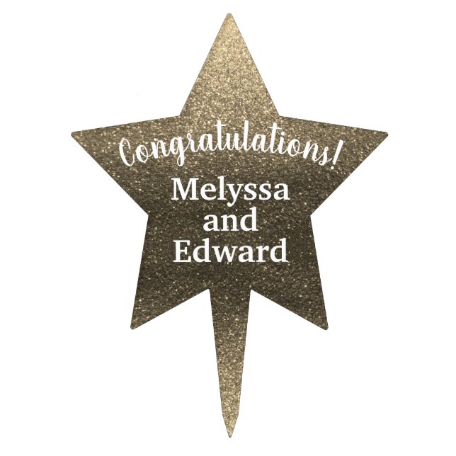 Weddings Birthday Party Metallic Glitter Couple Cake Topper (Front)