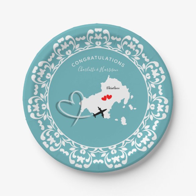 Weddings Destination Skiathos Greece Paper Plates (Front)