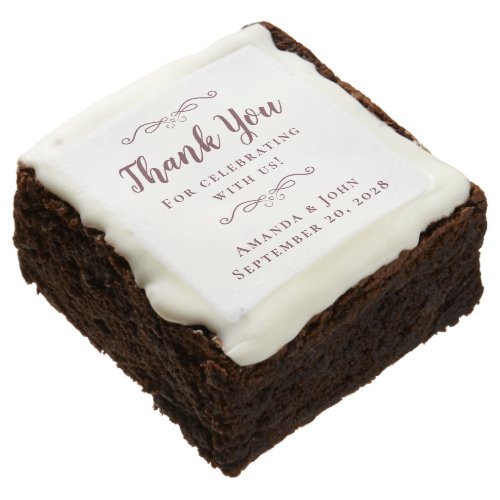  Weddings Elegant Calligraphy Thank You Burgundy Brownie