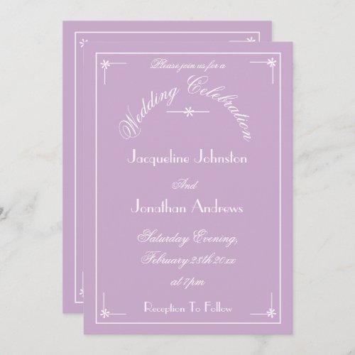 Weddings Elegant Mauve Lilac Names Chic Wedding  Invitation