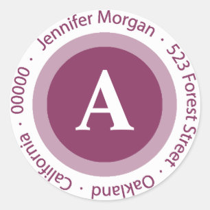 Weddings Monogram Return Address Boysenberry Classic Round Sticker