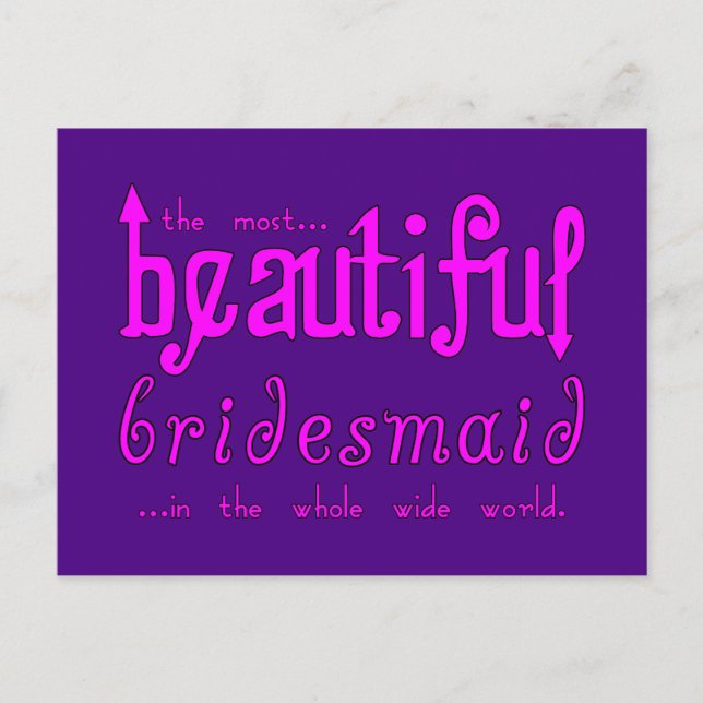Weddings Party Favors Thanks Beautiful Bridesmaid Postcard (Front)