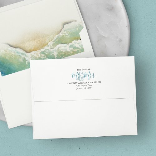 Weddings Return Address Envelopes Turquoise Blue