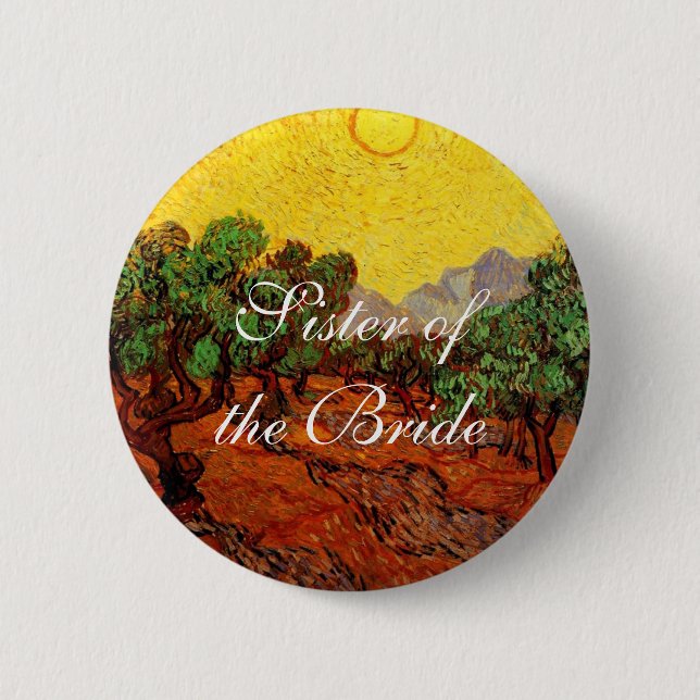 weddings. Vincent van Gogh Olive Trees Pinback Button (Front)