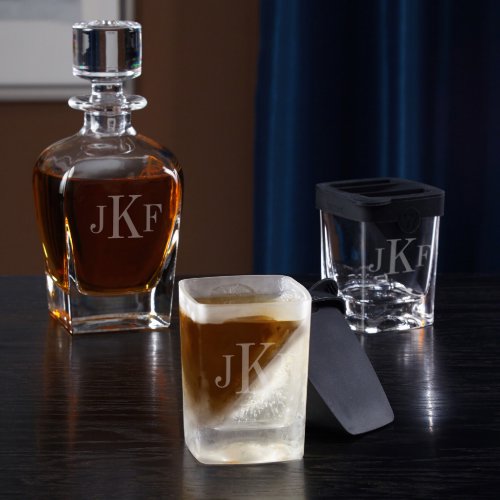 Wedge Glass Set with Classic Monogram Decanter