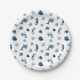 Wedgewood Blue Ocean Creatures! Paper Plates
