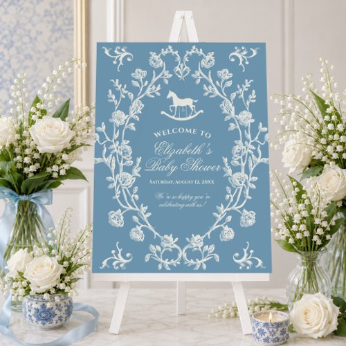 Wedgewood Blue Rocking Horse Baby Shower Welcome  Foam Board