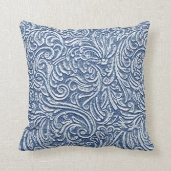 Wedgewood Blue Vintage Tin Tile Look Rustic Home Throw Pillow by TimelessManePatterns at Zazzle