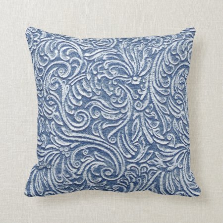 Wedgewood Blue Vintage Tin Tile Look Rustic Home Throw Pillow